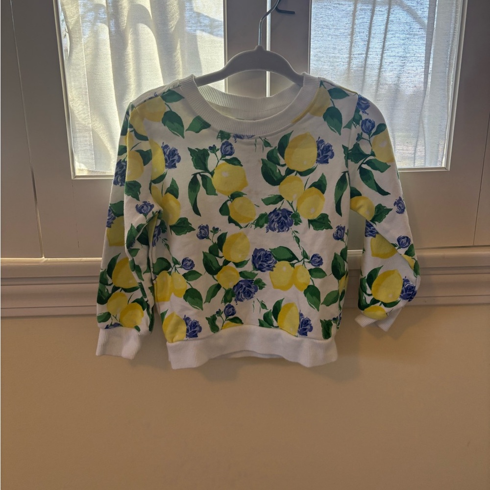 Janie and Jack Lemon Print Sweatshirt - White, Yellow, Green, Blue